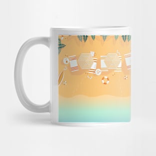 Beach, top view, summer vacation illustration Mug